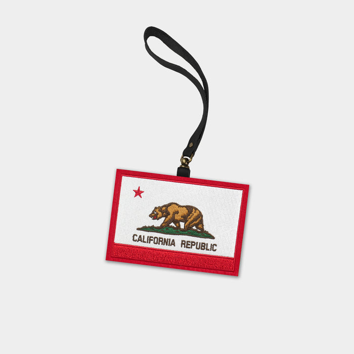 California State Flag Black Leather Bag Charm