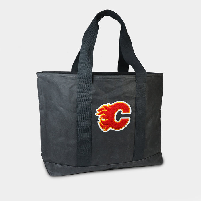 Calgary Flames Black Canvas Boat Tote