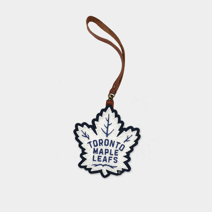 Toronto Maple Leafs "White" Brown Leather Bag Charm
