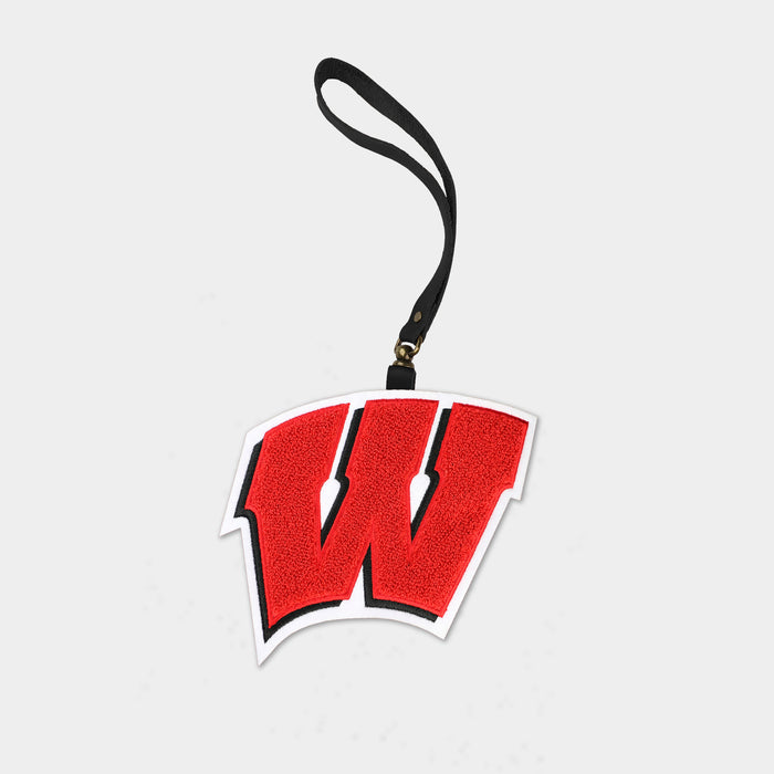 Wisconsin Badgers "W" Black Leather Bag Charm