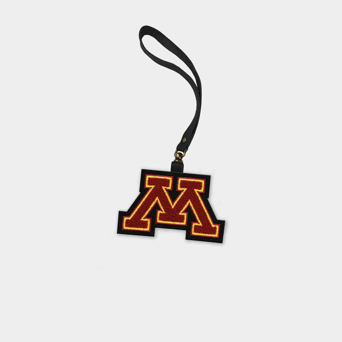 Minnesota Golden Gophers "Maroon M" Black Leather Bag Charm