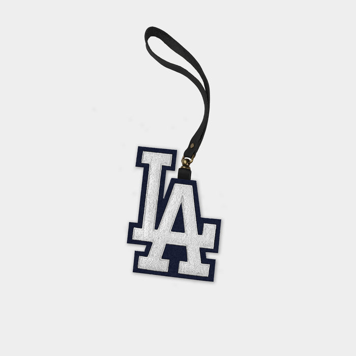 Los Angeles Dodgers "LA" Black Leather Bag Charm