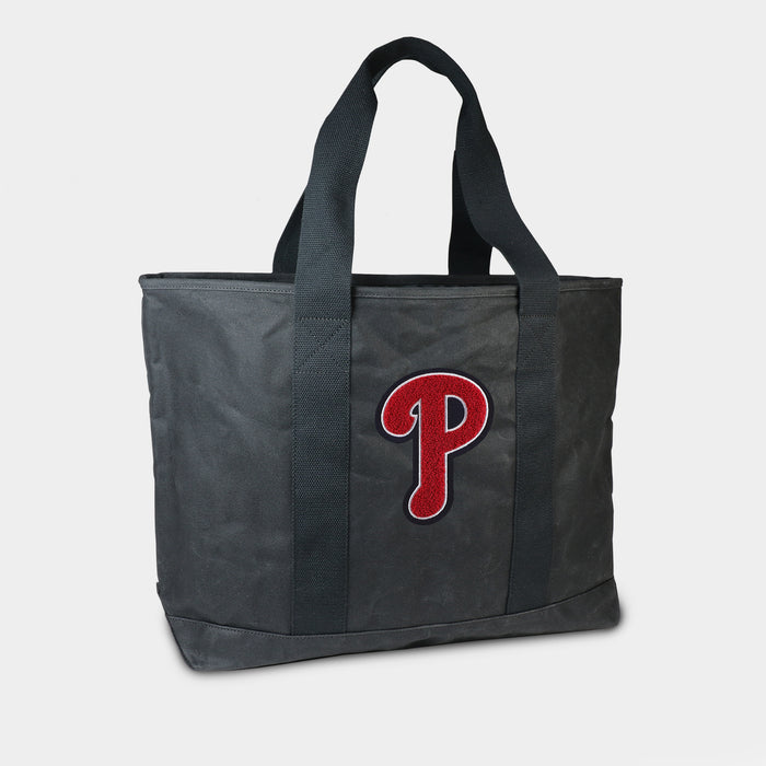 Philadelphia Phillies P Black Canvas Boat Tote