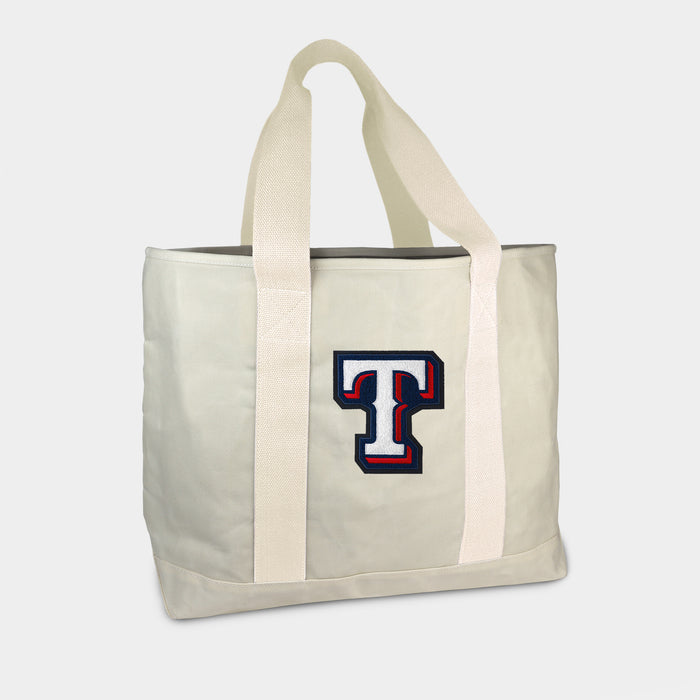 Texas Rangers T Cream Canvas Boat Tote