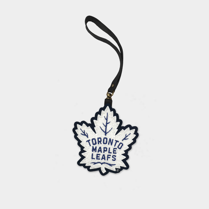 Toronto Maple Leafs "White" Black Leather Bag Charm
