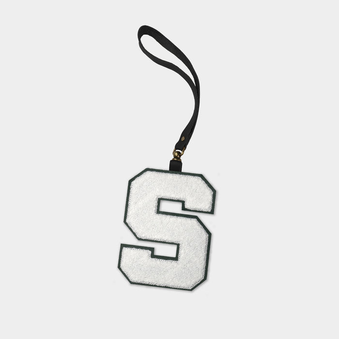 Michigan State Spartans "S" Black Leather Bag Charm