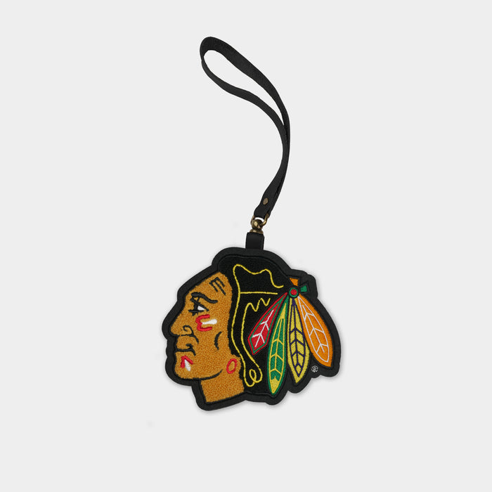Chicago Blackhawks Black Leather Bag Charm