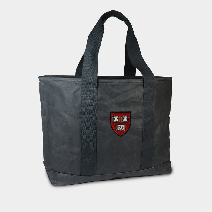 Harvard Crimson "Veritas Shield" Black Canvas Boat Tote