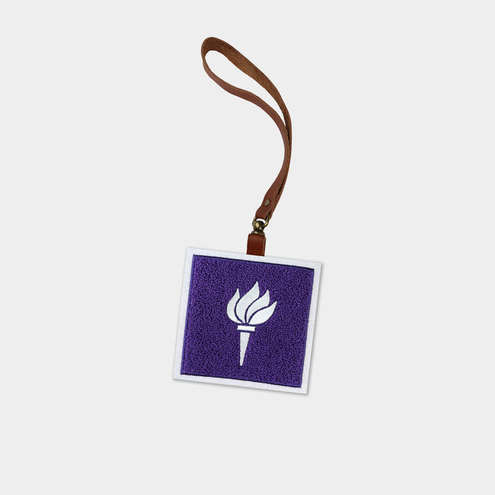 New York University "Torch" Brown Leather Bag Charm
