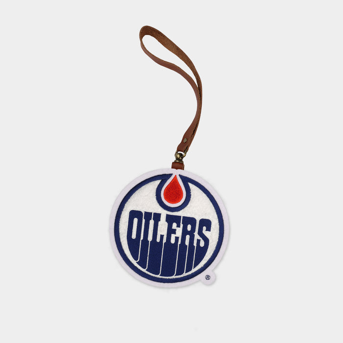 Edmonton Oilers Brown Leather Bag Charm