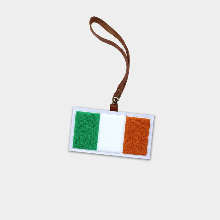 Ireland Flag Brown Leather Bag Charm