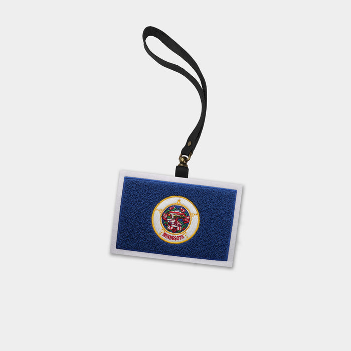Minnesota State Flag Black Leather Bag Charm