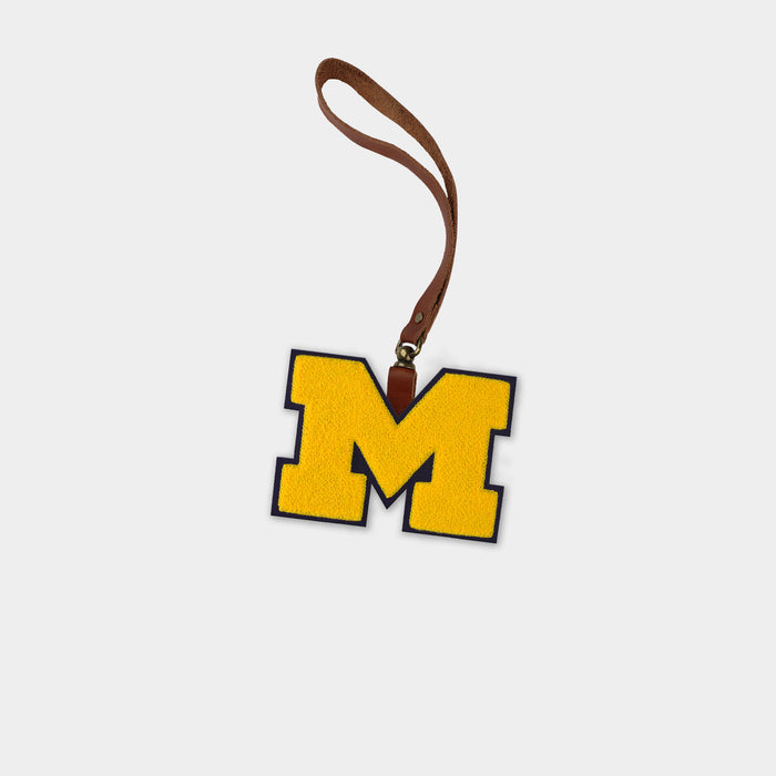 Michigan Wolverines "M" Brown Leather Bag Charm