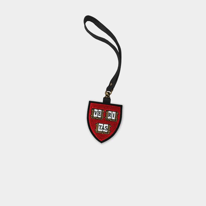 Harvard Crimson "Veritas Shield" Black Leather Bag Charm