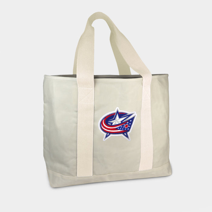 Columbus Blue Jackets Cream Canvas Boat Tote