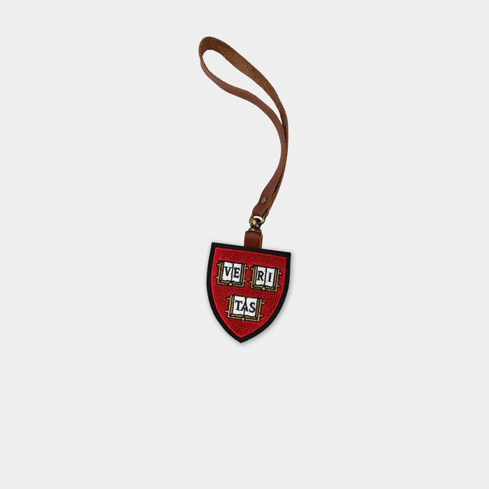 Harvard Crimson "Veritas Shield" Brown Leather Bag Charm
