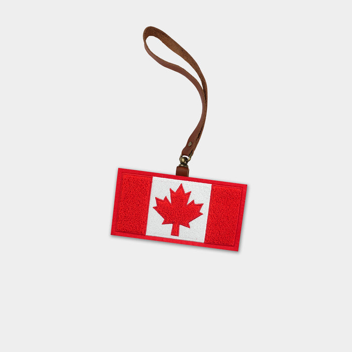 Canada Flag Brown Leather Bag Charm