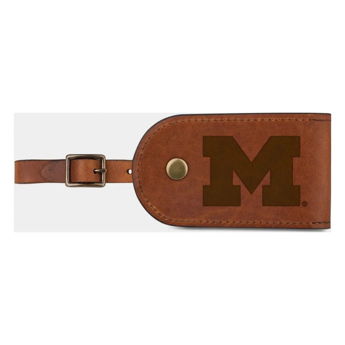 Michigan Wolverines "M" Leather Luggage Tag